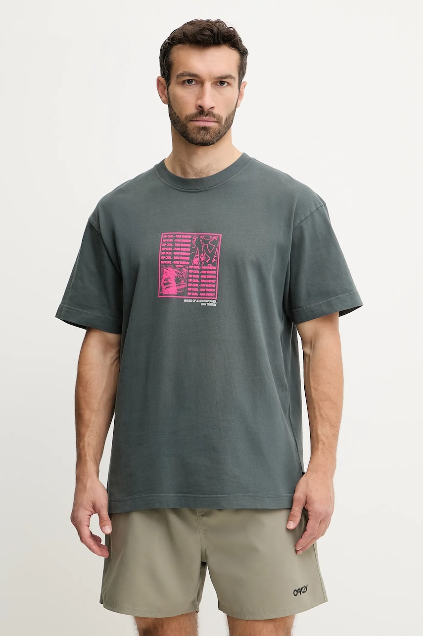 Βαμβακερό μπλουζάκι Rip Curl RAW ENERGY ανδρικό, χρώμα: γκρι, 0OCMTE
