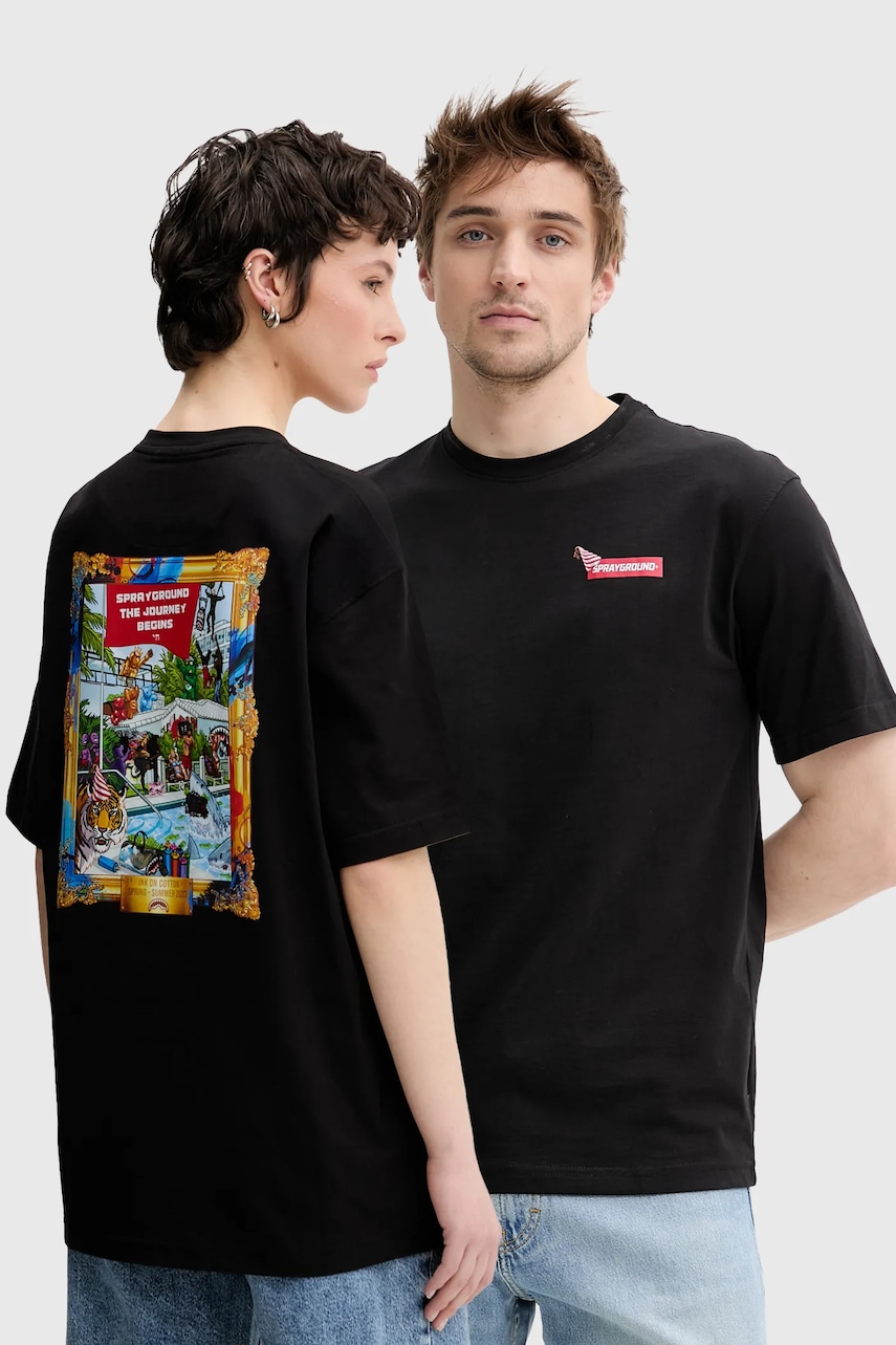 Βαμβακερό μπλουζάκι Sprayground χρώμα: μαύρο, SP15012BLK