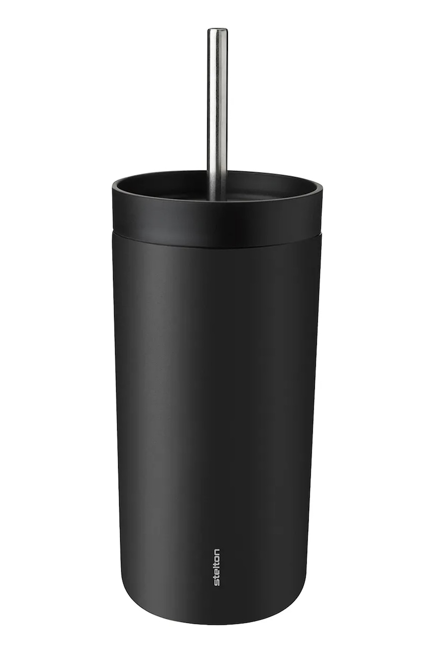 Ισοθερμική κούπα με καλαμάκι Stelton To Go Sip 400 ml χρώμα: μαύρο
