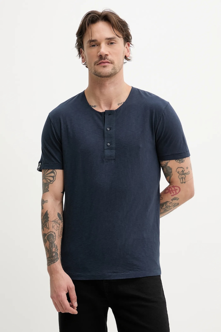 Βαμβακερό μπλουζάκι Superdry ανδρικό, χρώμα: ναυτικό μπλε, M1012185A-00S