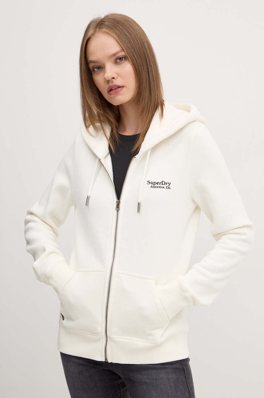 Μπλούζα Superdry χρώμα: μπεζ, με κουκούλα, W2012047F-71D