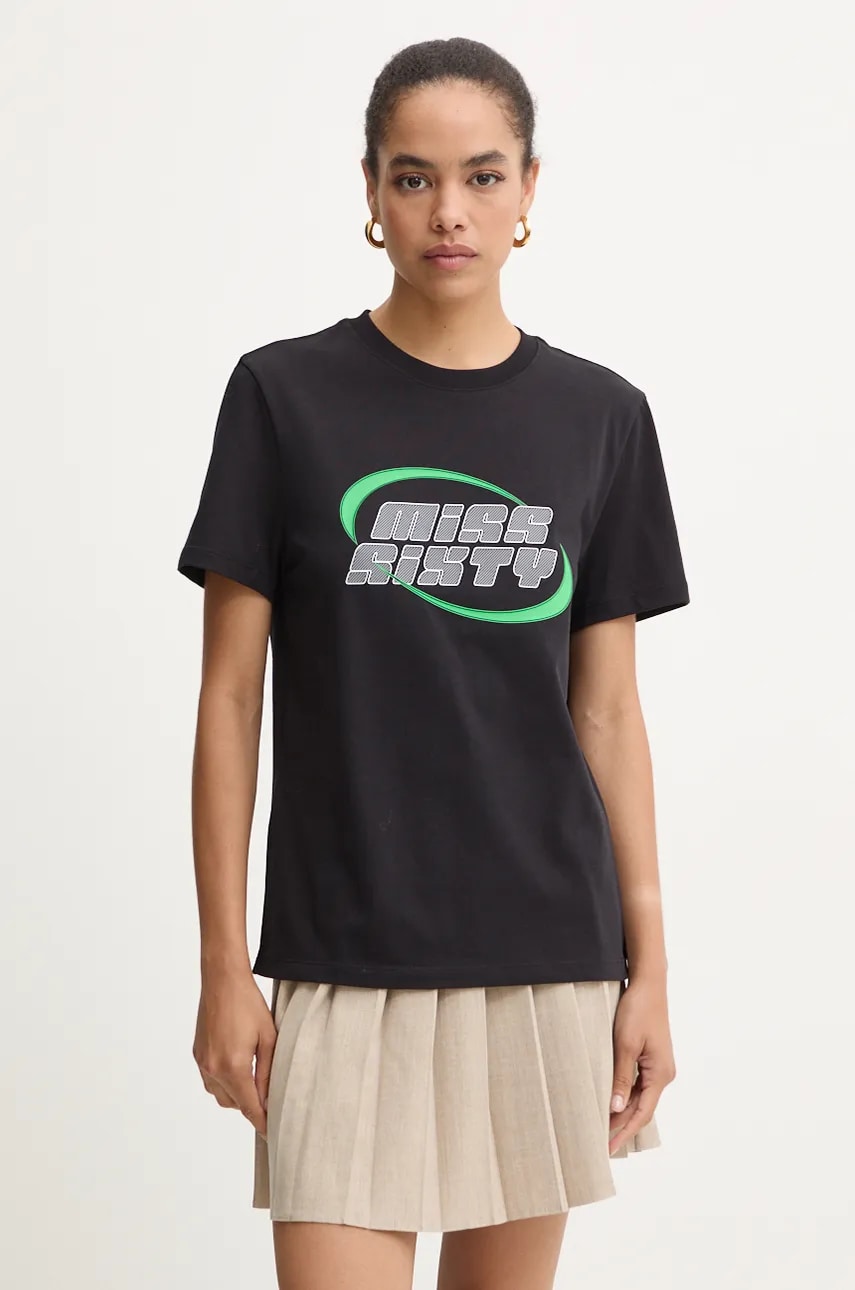 T-shirt από μείγμα μεταξιού Miss Sixty χρώμα: μαύρο, 6L3SJ4870000