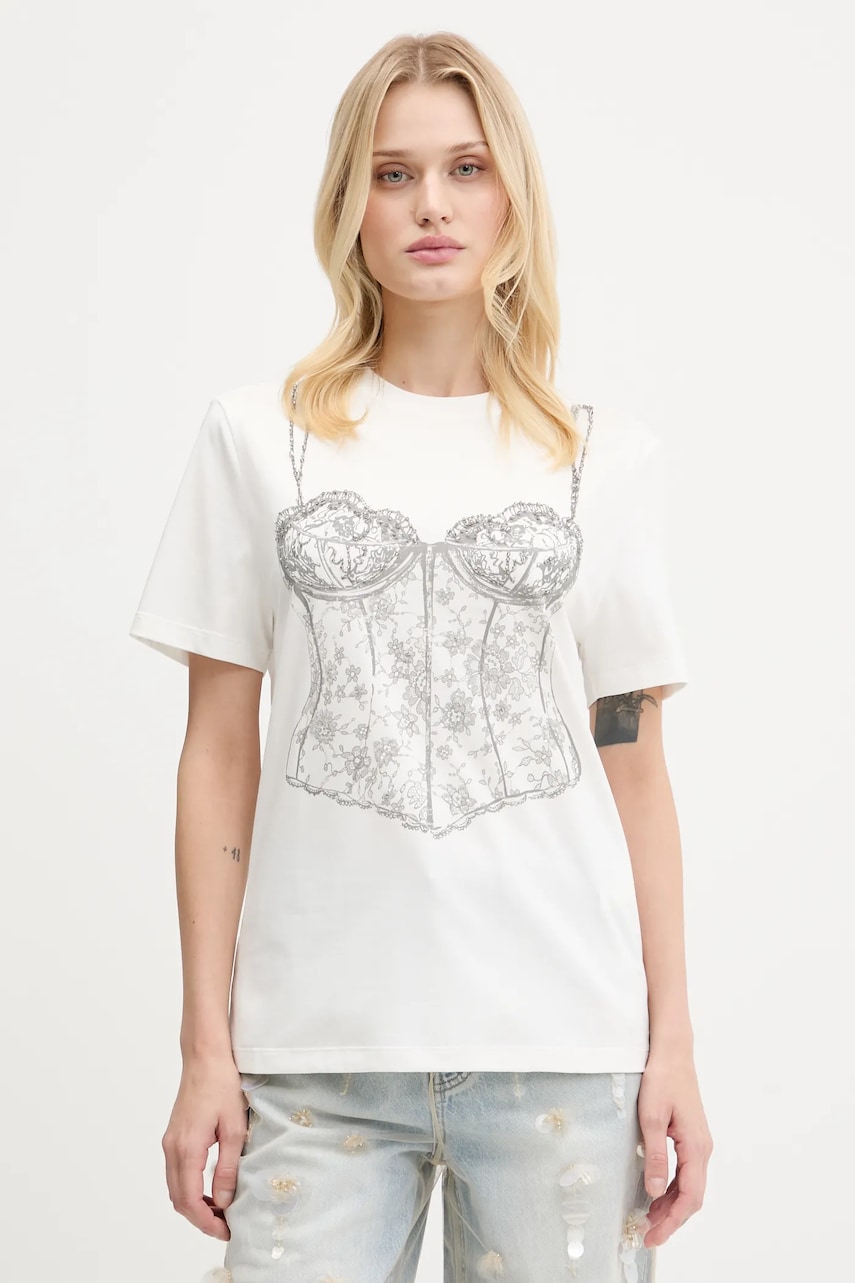 T-shirt από μείγμα μεταξιού Miss Sixty χρώμα: άσπρο, 6S2SJ16200