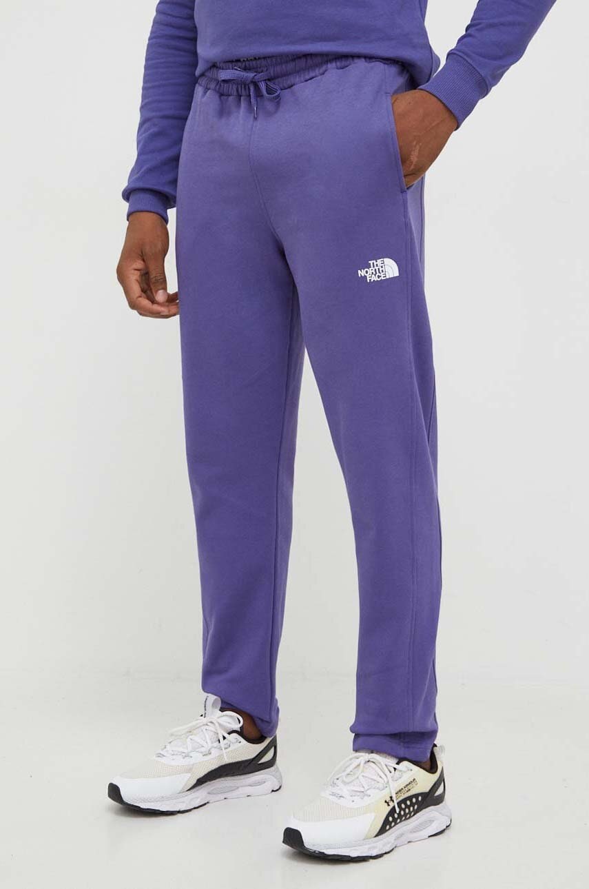 Βαμβακερό παντελόνι The North Face χρώμα: μοβ