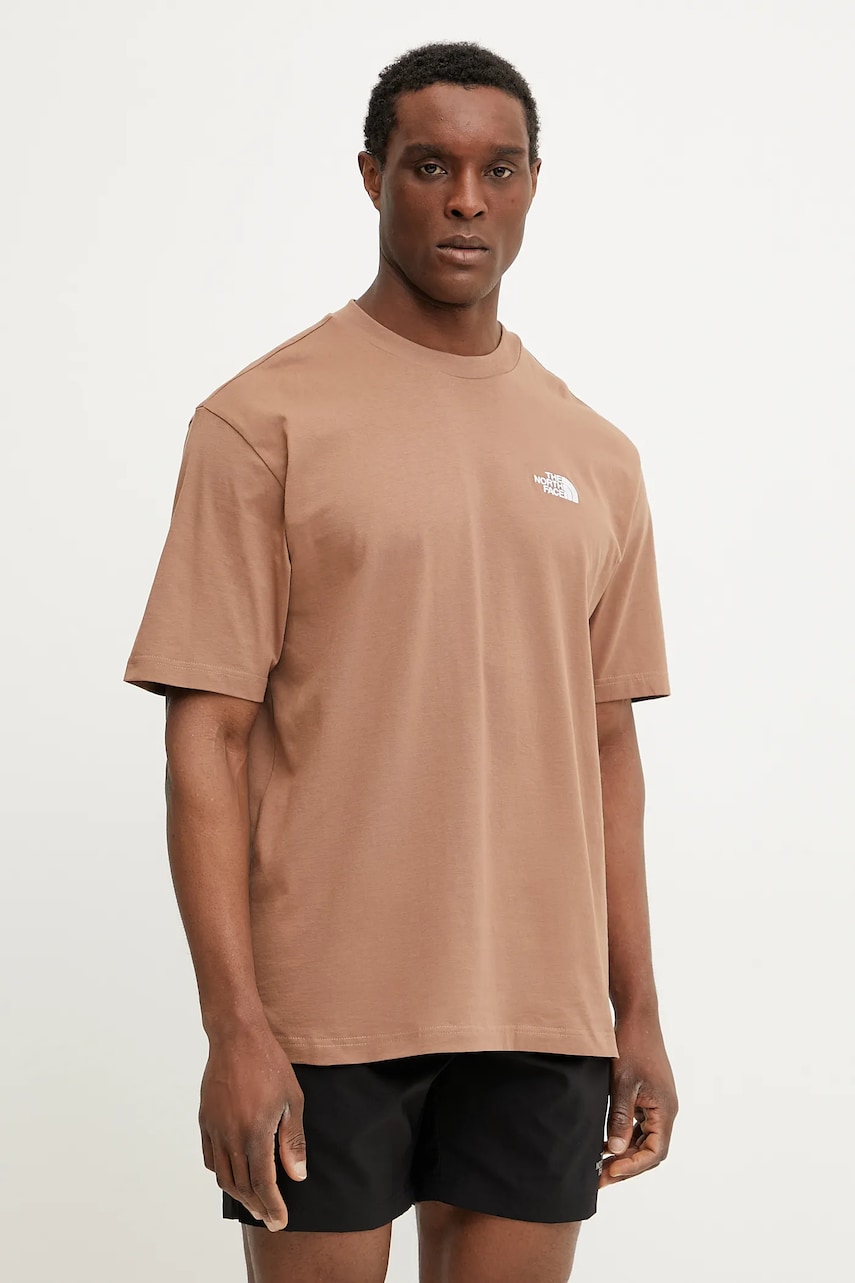 Βαμβακερό μπλουζάκι The North Face Essential ανδρικό, χρώμα: καφέ, NF0A87NR6IH1
