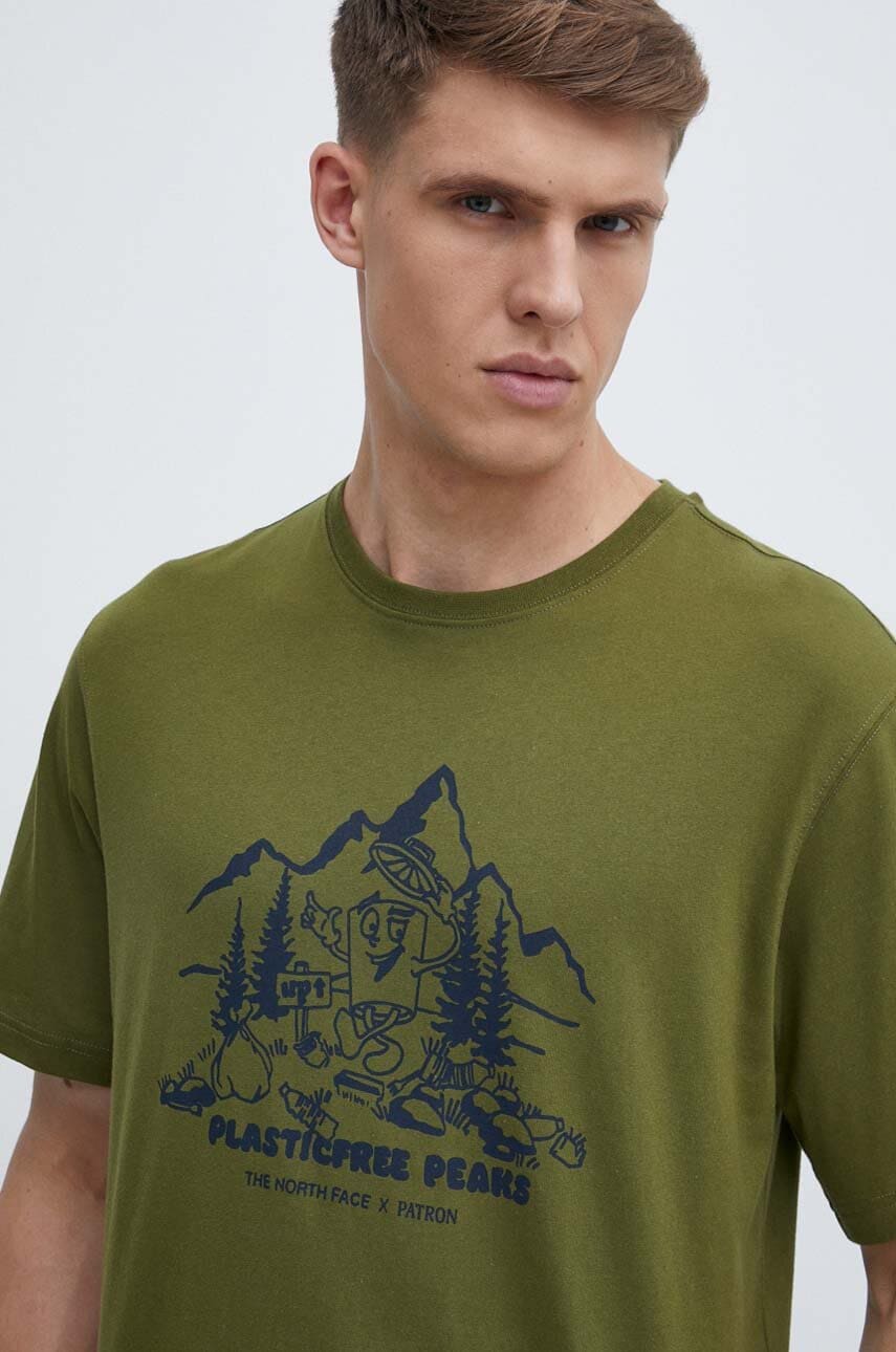 Βαμβακερό μπλουζάκι The North Face ανδρικό, χρώμα: πράσινο, NF0A87DXPIB1