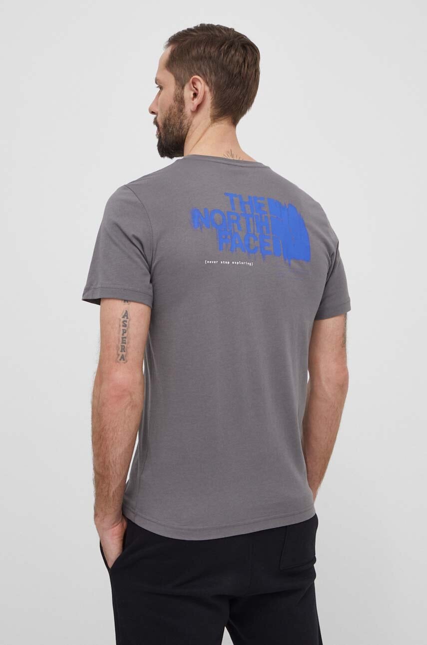Βαμβακερό μπλουζάκι The North Face ανδρικό, χρώμα: γκρι, NF0A87EW0UZ1