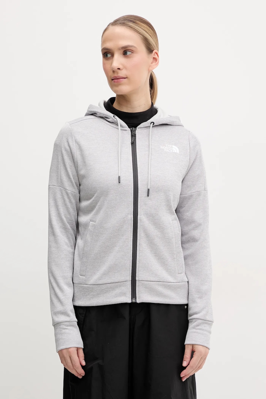 Αθλητική μπλούζα The North Face Reaxion χρώμα: γκρι, με κουκούλα, NF0A8CNRDYX1