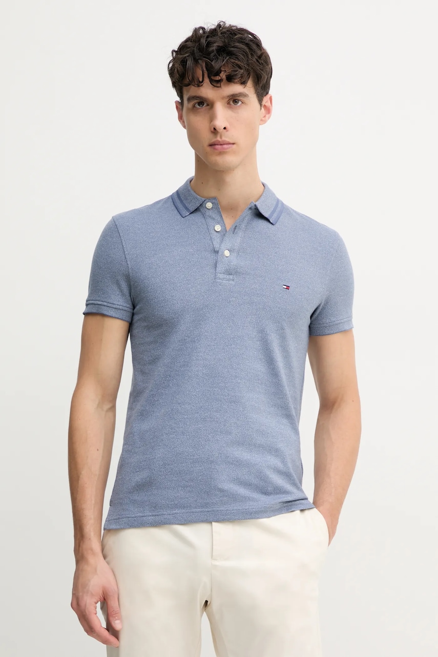 Βαμβακερό μπλουζάκι πόλο Tommy Hilfiger χρώμα: μπλε