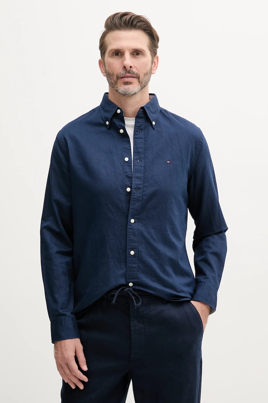 Βαμβακερή μπλούζα με μακριά μανίκια Tommy Hilfiger χρώμα: ναυτικό μπλε, WW0WW45519