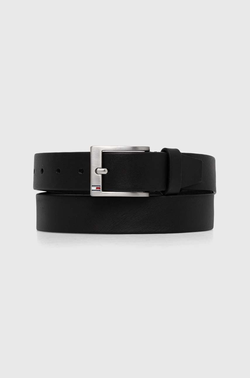 Δερμάτινη ζώνη Tommy Hilfiger χρώμα: μαύρο, AM0AM08363
