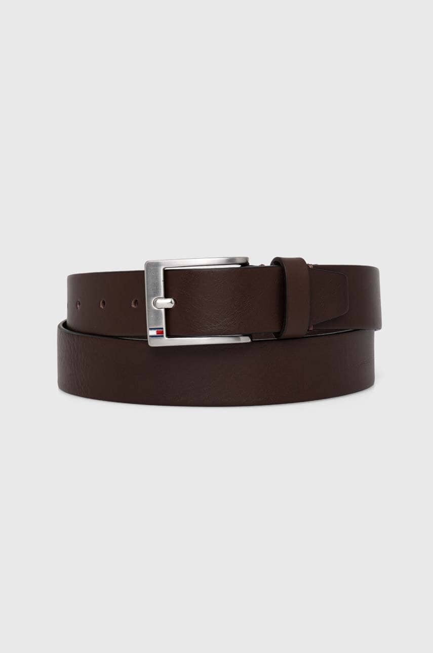 Δερμάτινη ζώνη Tommy Hilfiger χρώμα: καφέ, AM0AM08363