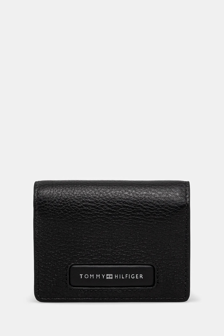 Δερμάτινο πορτοφόλι Tommy Hilfiger ανδρικό, χρώμα: μαύρο, AM0AM13254
