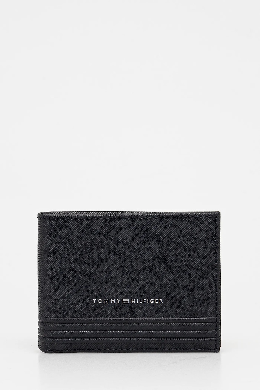 Δερμάτινο πορτοφόλι Tommy Hilfiger ανδρικό, χρώμα: μαύρο, AM0AM13258