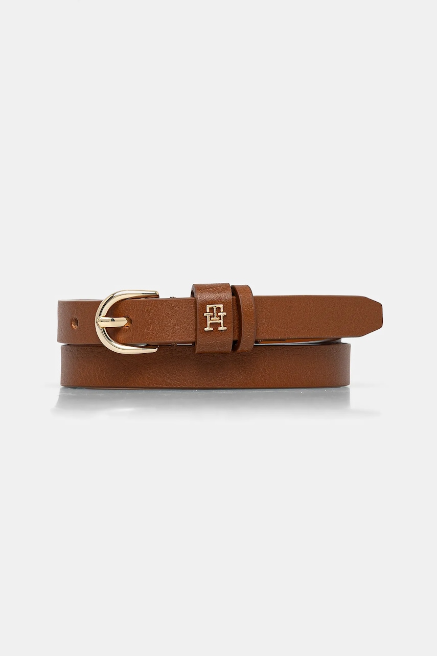 Δερμάτινη ζώνη Tommy Hilfiger χρώμα: καφέ, AW0AW17246