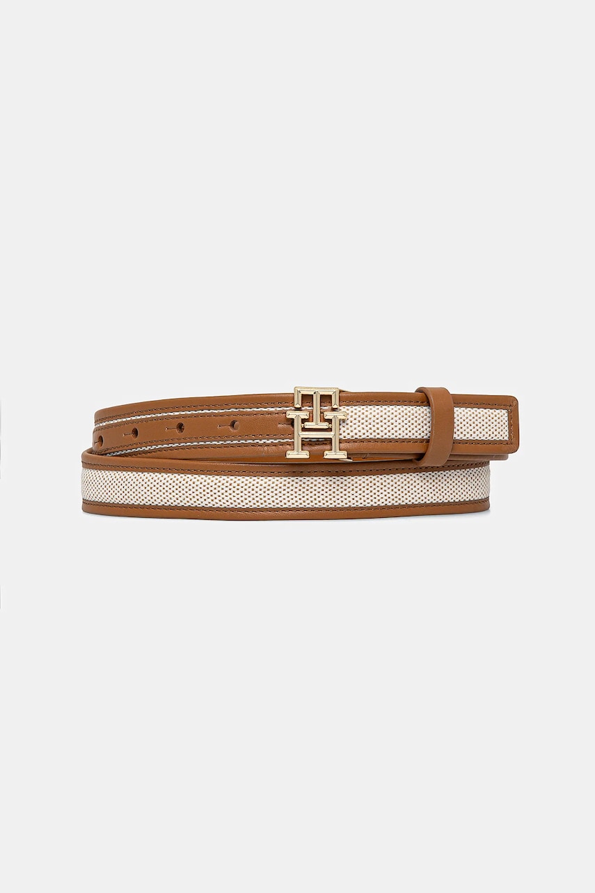 Δερμάτινη ζώνη Tommy Hilfiger χρώμα: καφέ, AW0AW17249