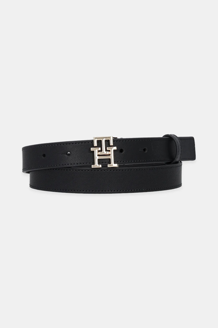 Δερμάτινη ζώνη Tommy Hilfiger γυναικεία, χρώμα: μαύρο, AW0AW17496