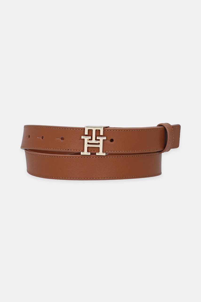 Δερμάτινη ζώνη Tommy Hilfiger γυναικεία, χρώμα: καφέ, AW0AW17496