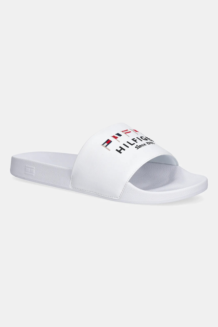 Παντόφλες Tommy Hilfiger HILFIGER FLAGS POOL SLIDE χρώμα: άσπρο, FM0FM05431