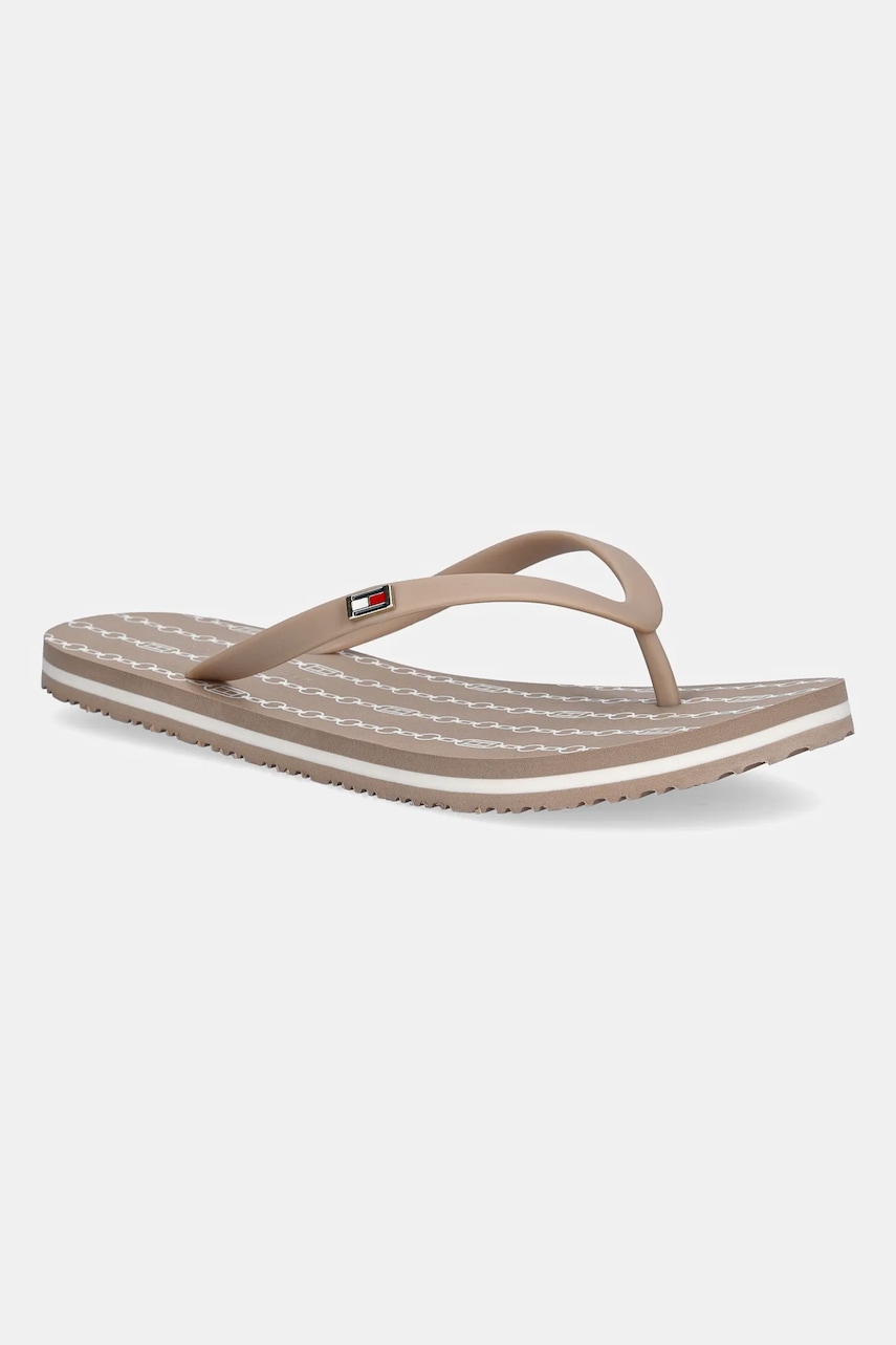 Σαγιονάρες Tommy Hilfiger HILFIGER STRAP BEACH SANDAL χρώμα: μπεζ, FW0FW08518