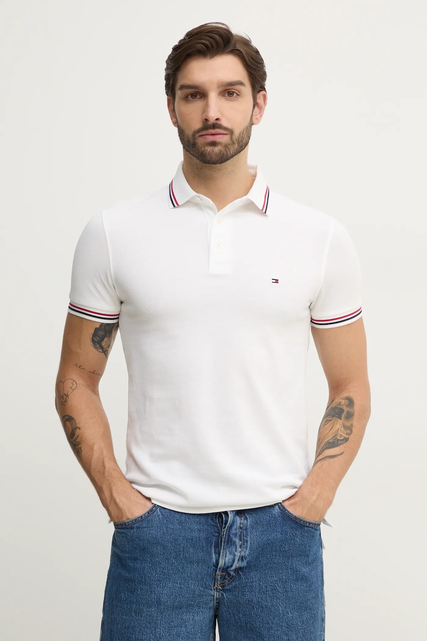 Πόλο Tommy Hilfiger χρώμα: μπεζ, MW0MW37346