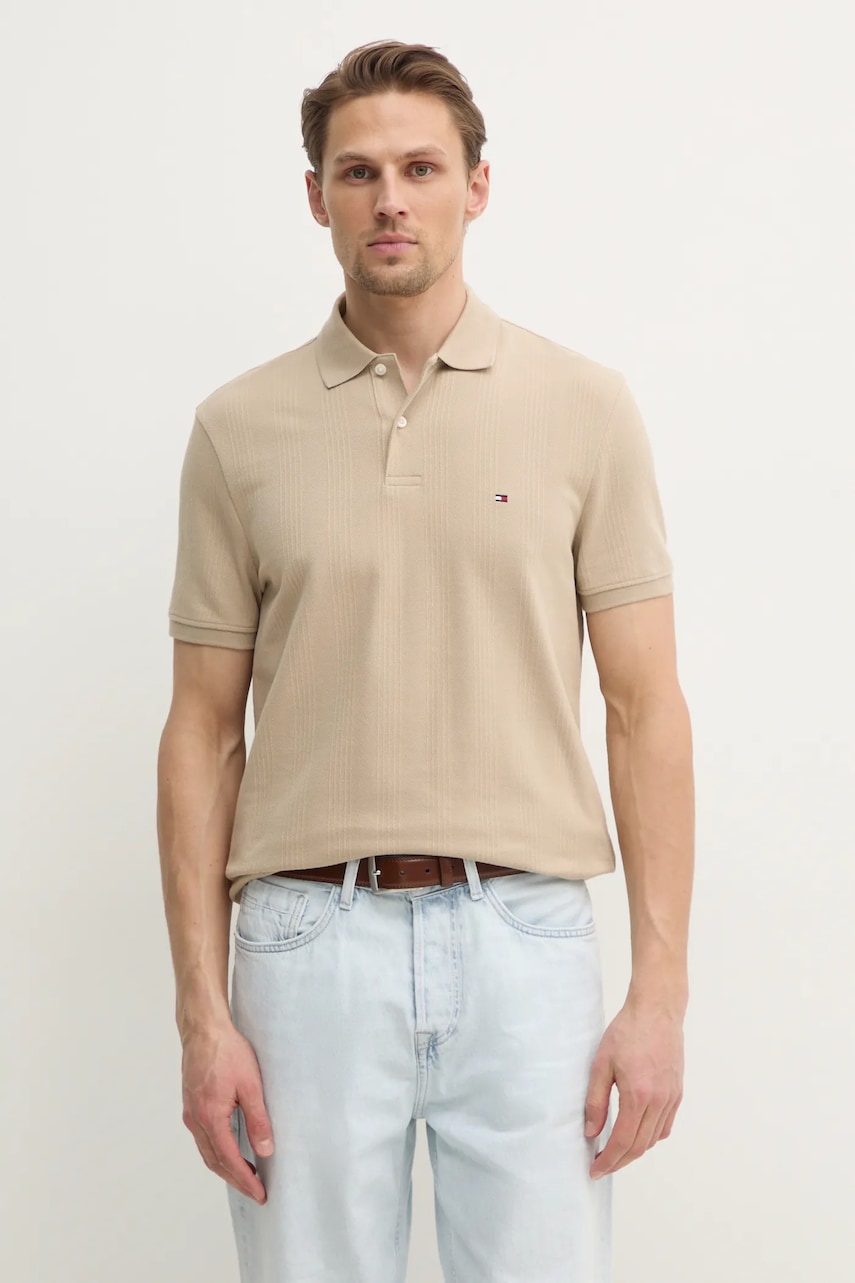 Πόλο Tommy Hilfiger χρώμα: μπεζ, MW0MW38951