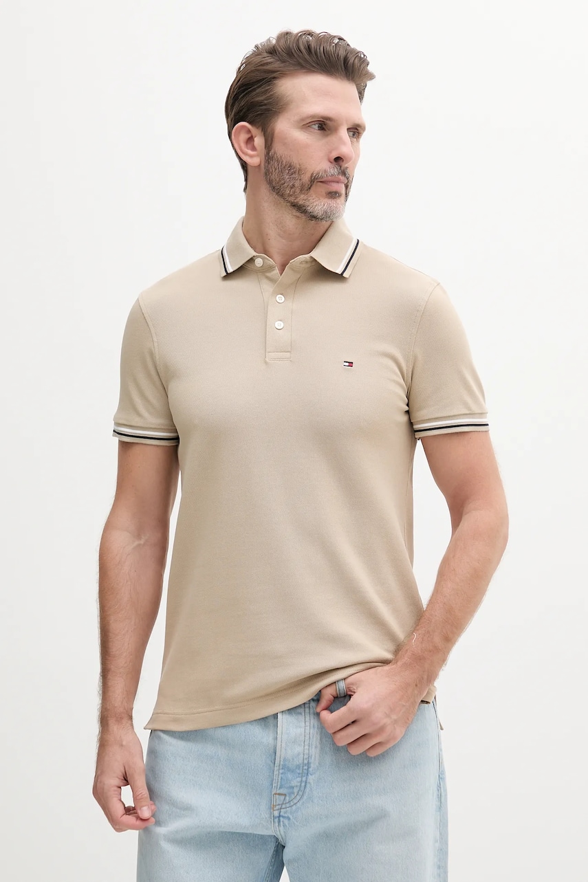 Πόλο Tommy Hilfiger χρώμα: μπεζ, MW0MW39993