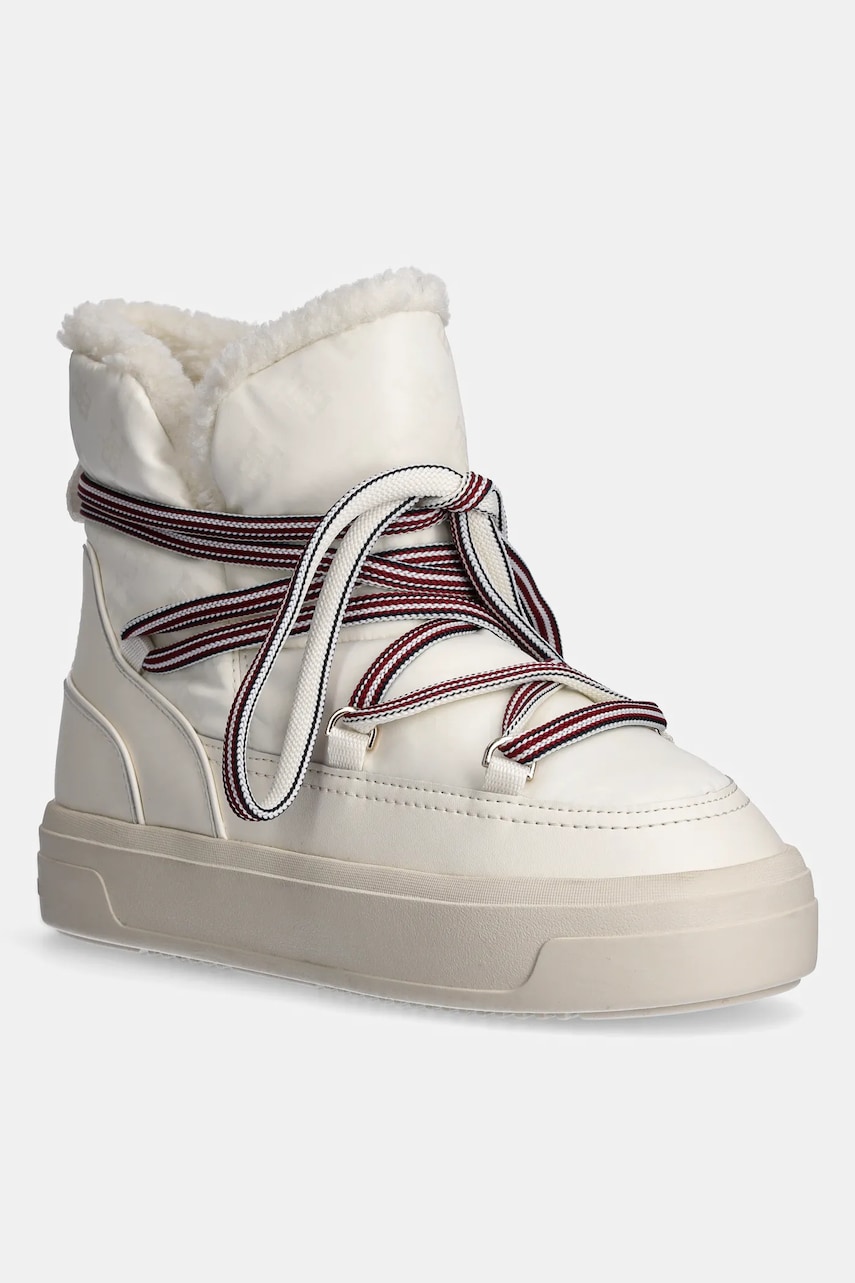 Μπότες χιονιού Tommy Hilfiger SNOWBOOT MONOGRAM FAUX FUR χρώμα: μπεζ, FW0FW08389