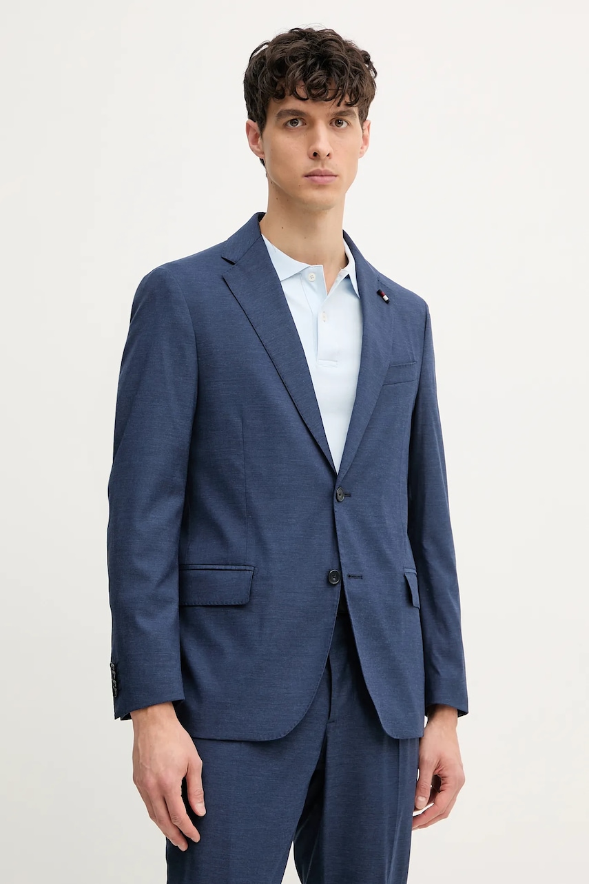 Μάλλινο σακάκι Tommy Hilfiger ανδρικό, χρώμα: ναυτικό μπλε, SQTHL6506.SQTH402