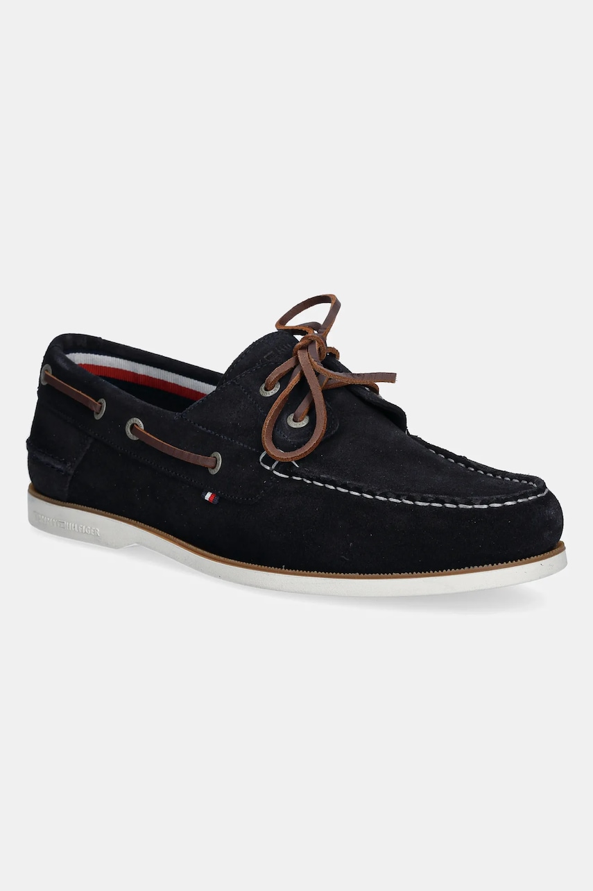 Μοκασίνια σουέτ Tommy Hilfiger TH BOAT SHOE CORE SUEDE χρώμα: πράσινο, FM0FM05387