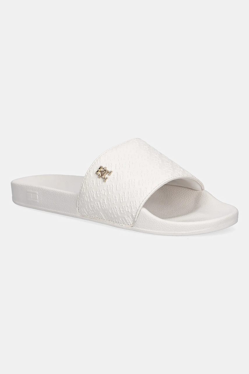 Παντόφλες Tommy Hilfiger TH MONOGRAM POOLSIDE χρώμα: άσπρο, FW0FW08525