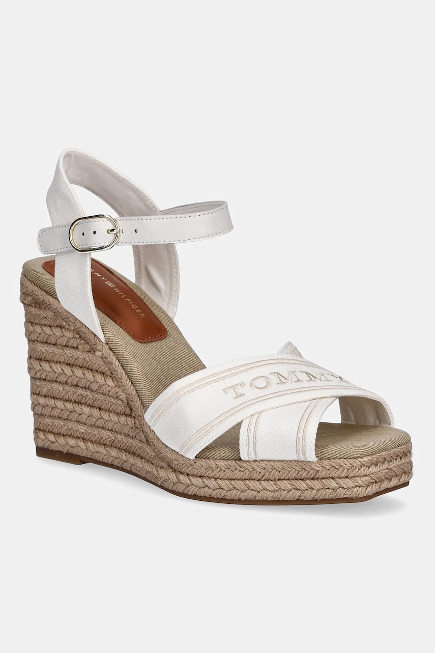 Σανδάλια Tommy Hilfiger TOMMY HILFIGER ESPAD HIGH WEDGE χρώμα: μπεζ, FW0FW08668
