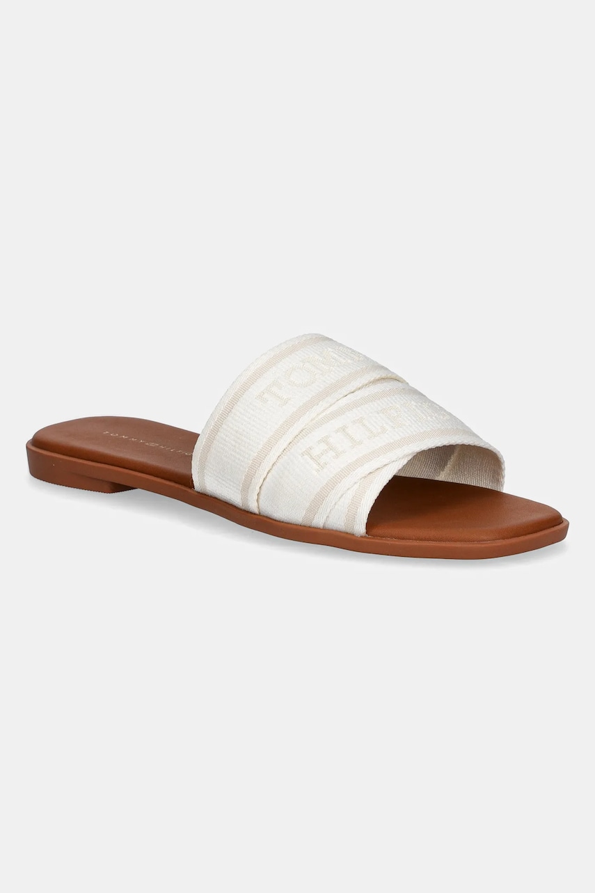 Παντόφλες Tommy Hilfiger TOMMY HILFIGER WEBBING MULE χρώμα: άσπρο, FW0FW08421