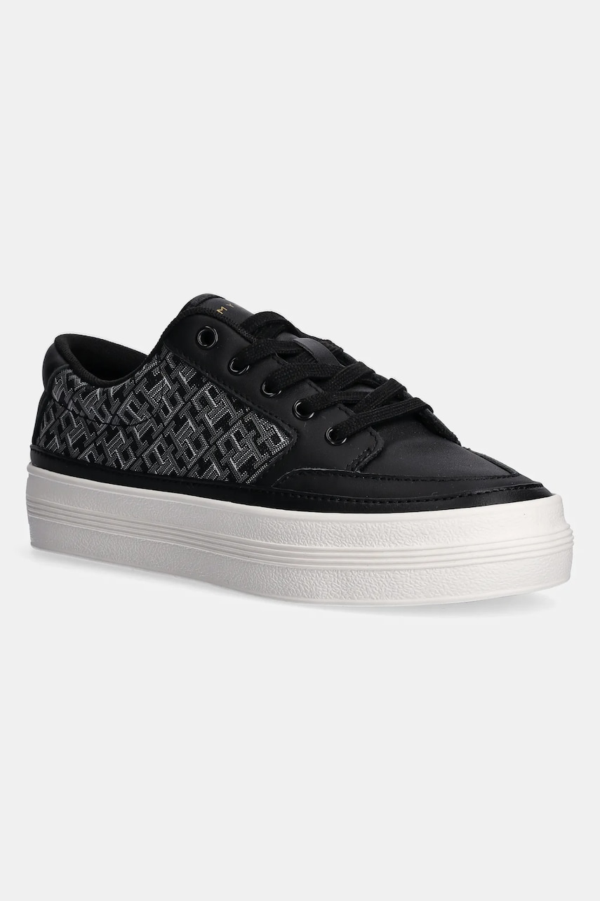 Δερμάτινα αθλητικά παπούτσια Tommy Hilfiger VULC LEATHER SNEAKER MONOGRAM χρώμα: μαύρο, FW0FW08331