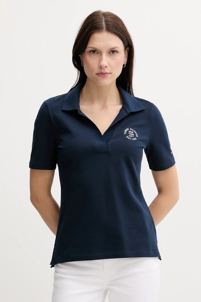 Πόλο Tommy Hilfiger χρώμα: ναυτικό μπλε, WW0WW45807
