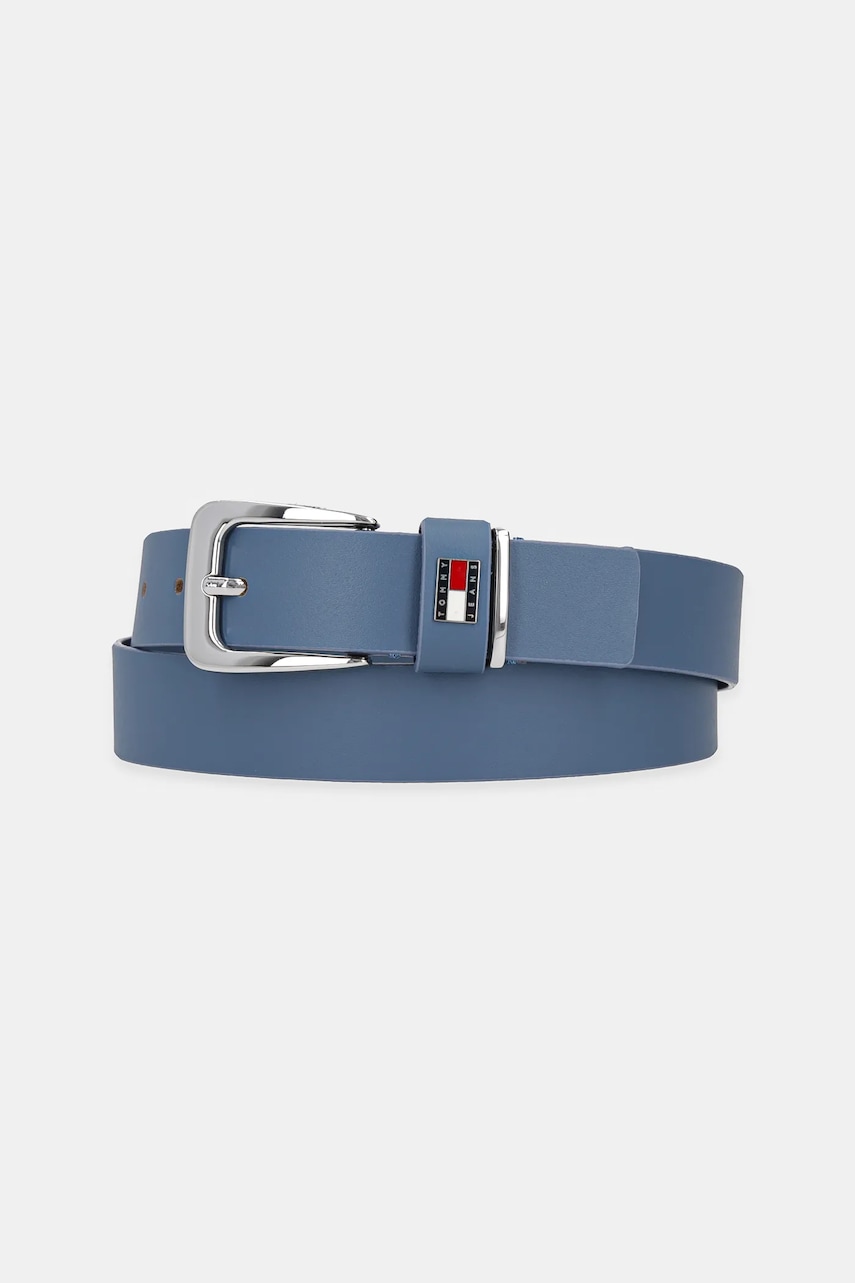 Δερμάτινη ζώνη Tommy Jeans χρώμα: τιρκουάζ, AW0AW16999