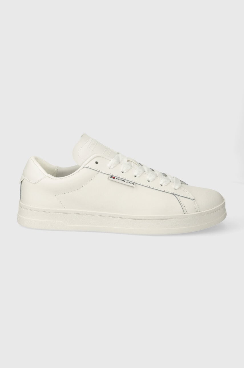 Δερμάτινα αθλητικά παπούτσια Tommy Jeans TJM LEATHER LOW CUPSOLE χρώμα: άσπρο, EM0EM01374