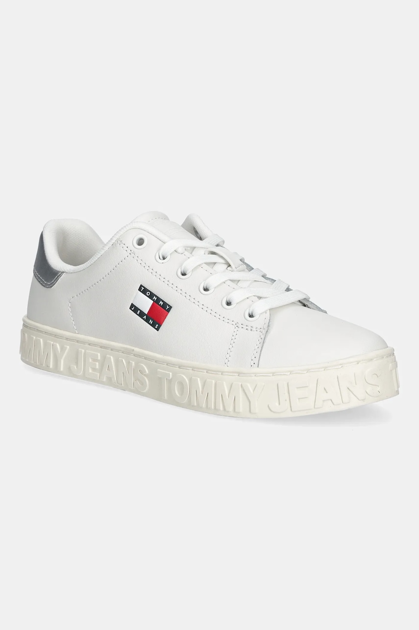 Δερμάτινα αθλητικά παπούτσια Tommy Jeans TJW LOGO SNEAKER ESS χρώμα: άσπρο, EN0EN02703