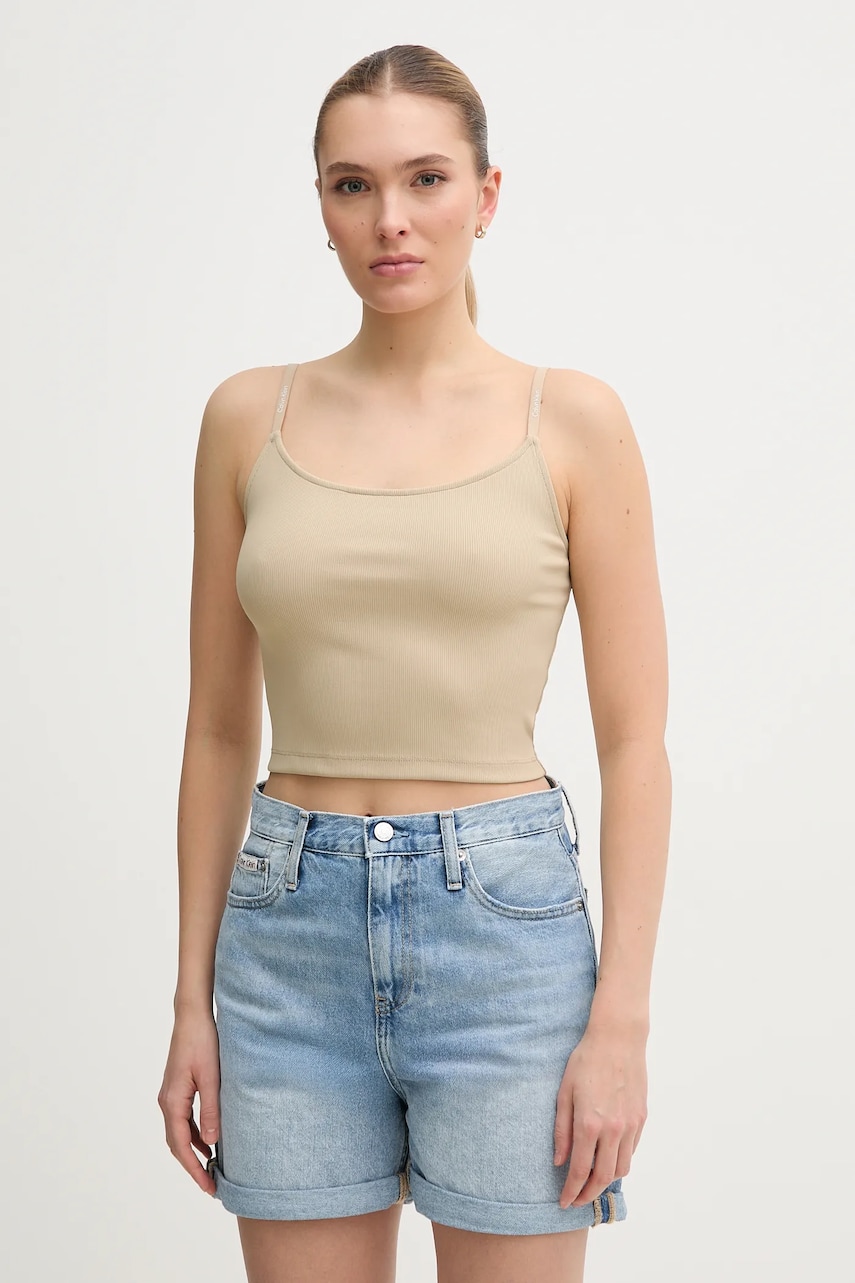 Top Calvin Klein Jeans χρώμα: μπεζ, J20J225312