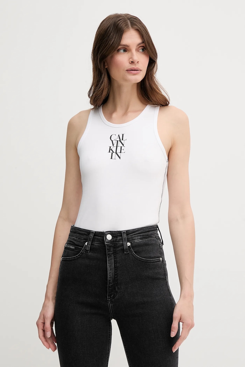 Top Calvin Klein Jeans χρώμα: άσπρο, LV044C219G