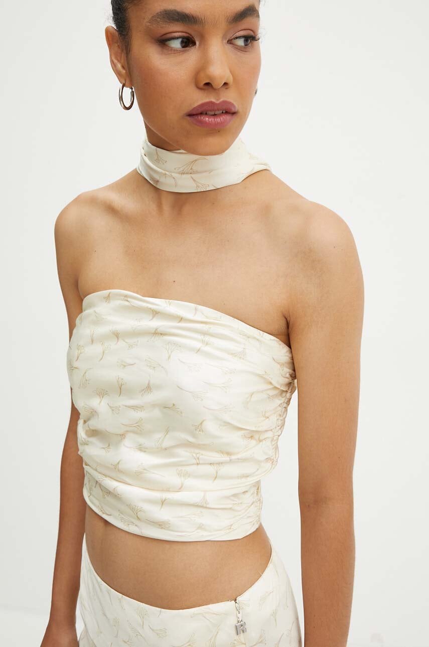 Top Rotate Satin Crop Scarf Top χρώμα: μπεζ, 1128432986
