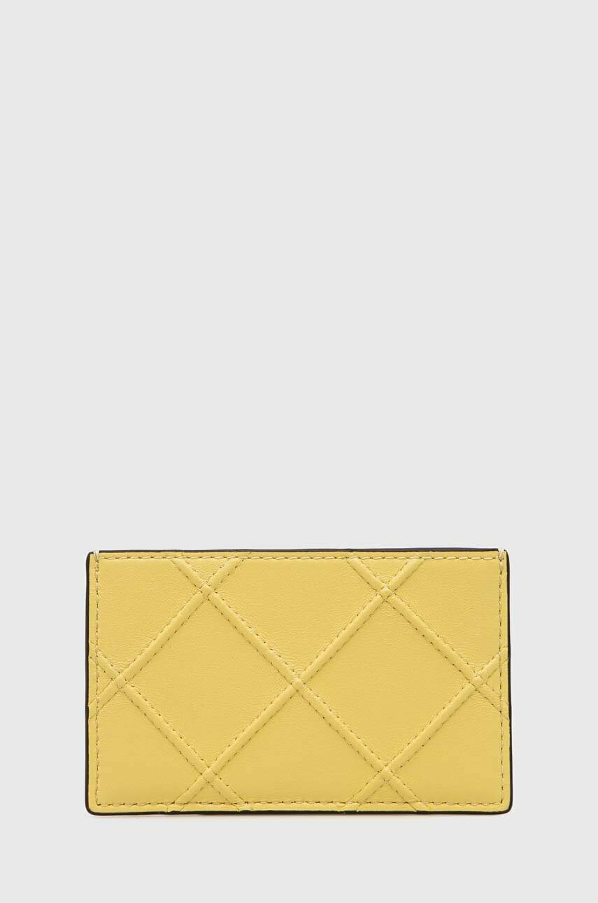 Δερμάτινη θήκη για κάρτες Tory Burch χρώμα: κίτρινο