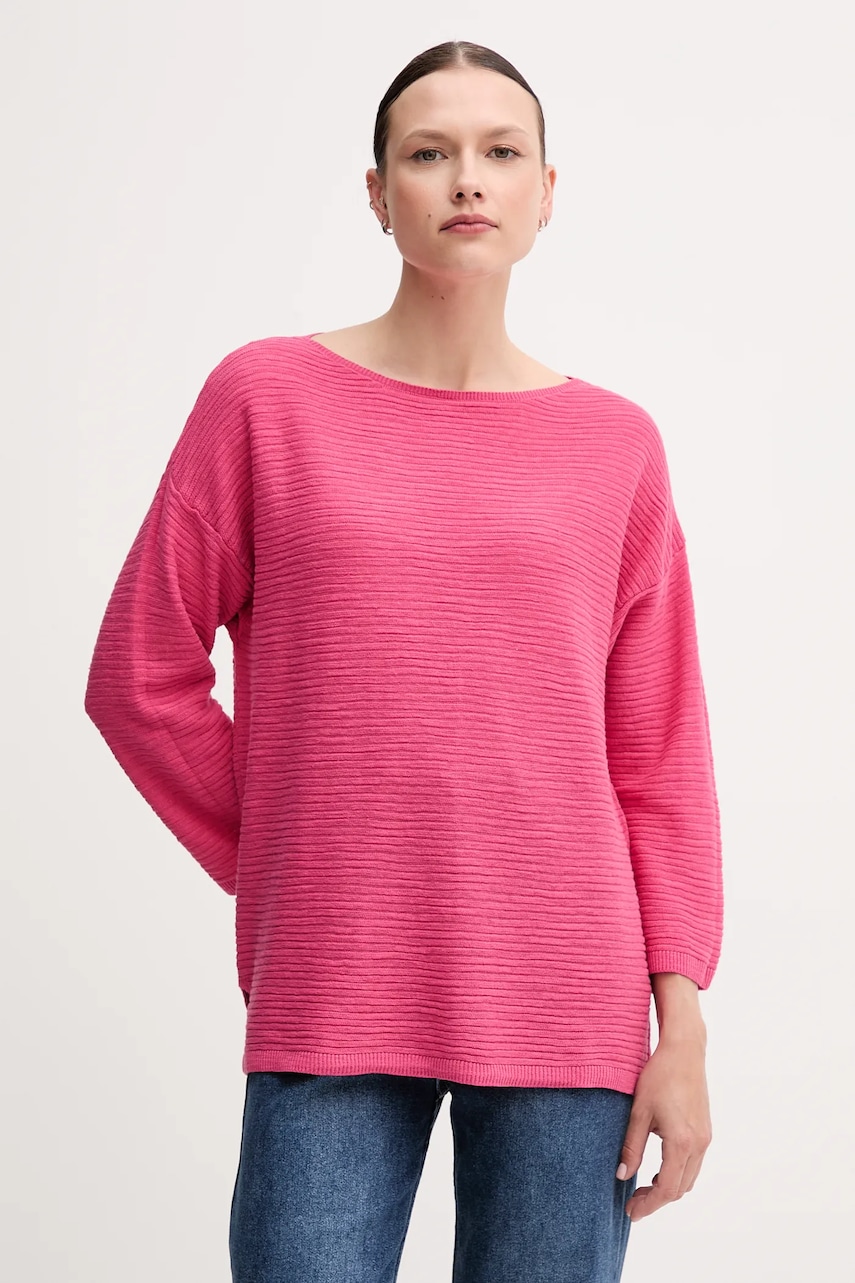 Πουλόβερ από λινό μείγμα United Colors of Benetton χρώμα: ροζ, 115GD10CT