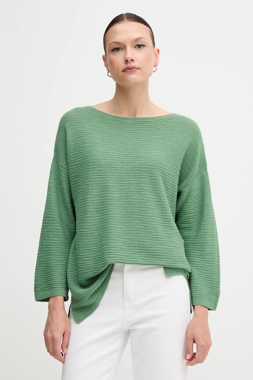 Πουλόβερ από λινό μείγμα United Colors of Benetton χρώμα: πράσινο, 115GD10CT