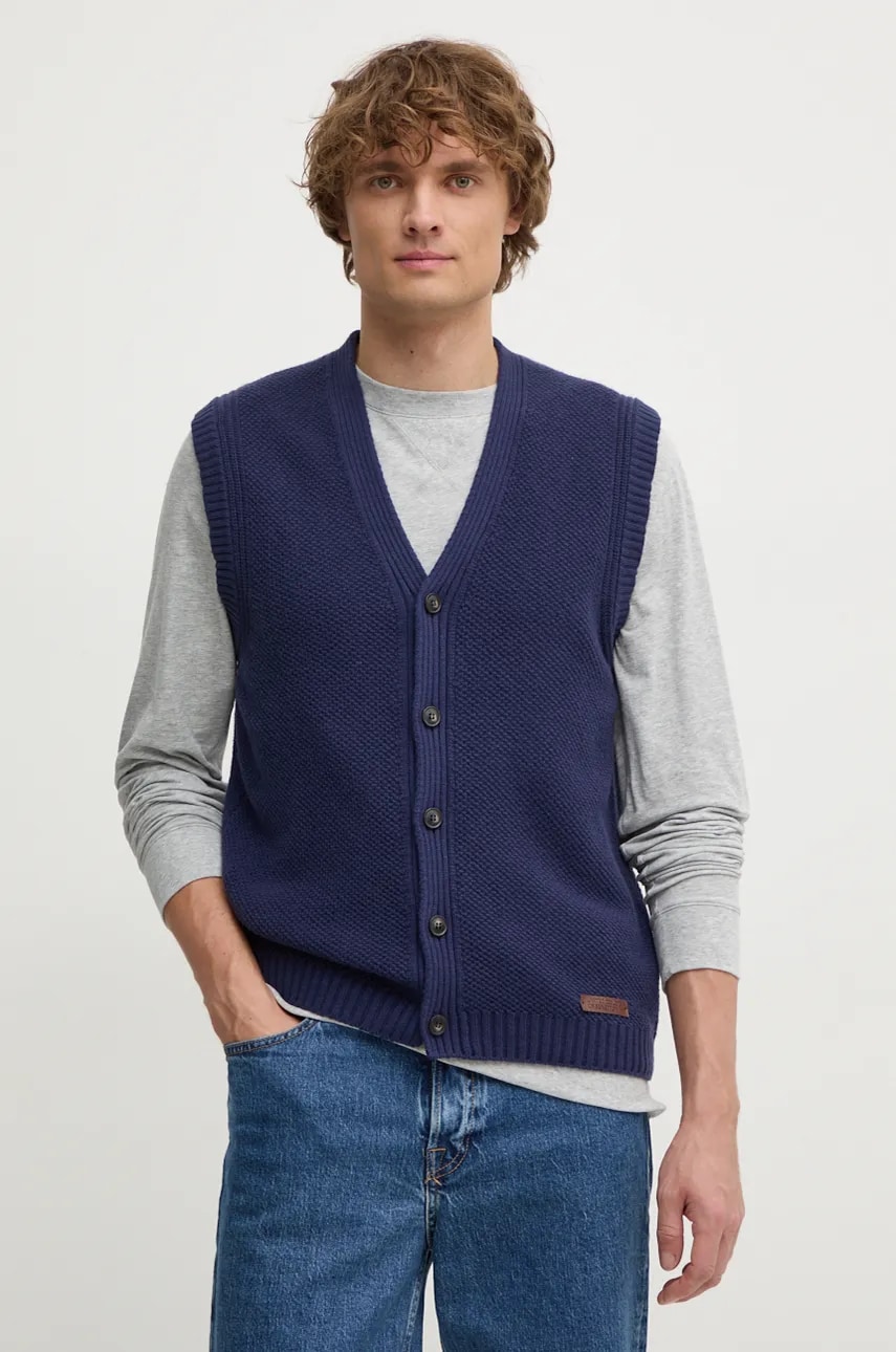 Μάλλινο γιλέκο United Colors of Benetton χρώμα: ναυτικό μπλε, 1344U601H