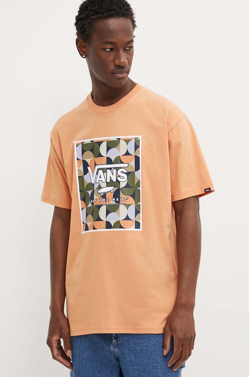Βαμβακερό μπλουζάκι Vans ανδρικό, χρώμα: άσπρο