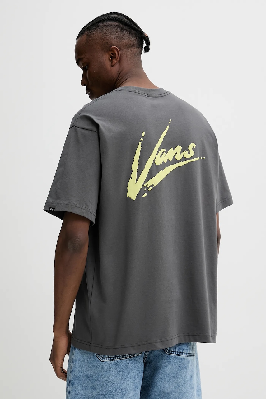 Βαμβακερό μπλουζάκι Vans ανδρικό, χρώμα: γκρι, VN000K42EBA1