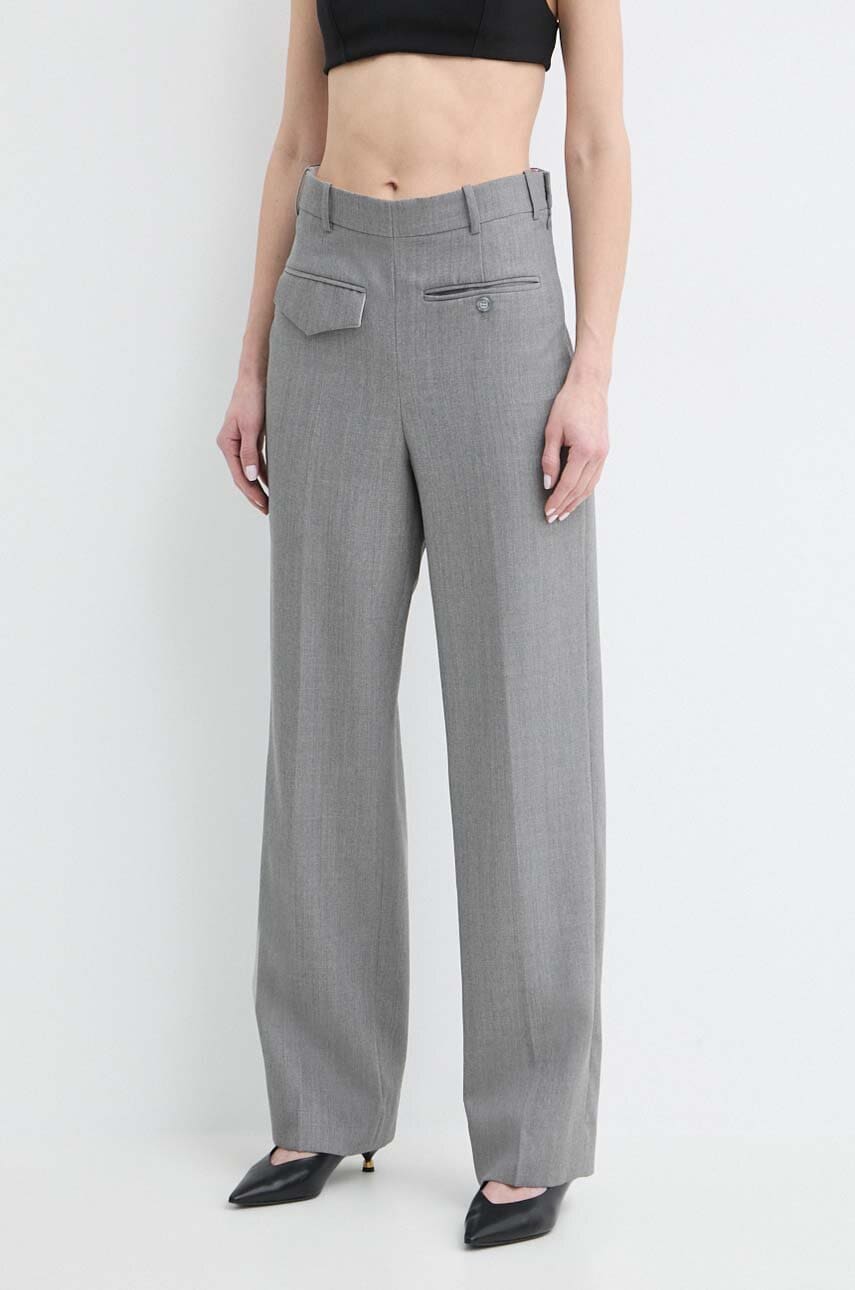 Μάλλινα παντελόνια Victoria Beckham χρώμα: γκρι, 1224WTR005385A