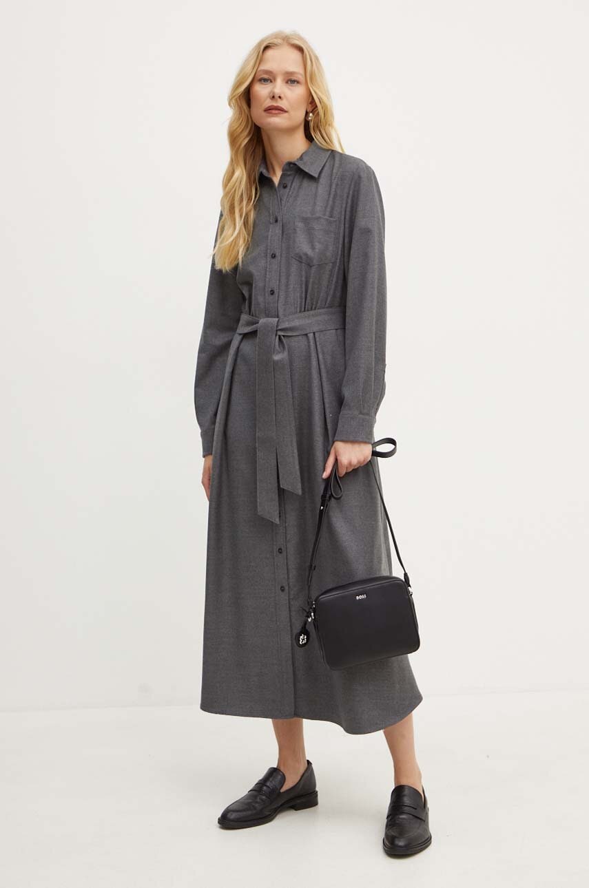Μάλλινο φόρεμα Weekend Max Mara χρώμα: γκρι, 2425226042600