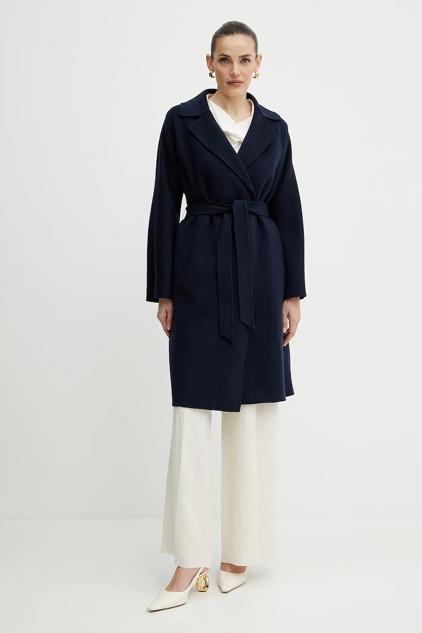 Μάλλινο παλτό Weekend Max Mara γυναικείο, χρώμα: μοβ, 2515011011600